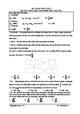 Các bài toán liên quan đến hình nón, trụ, cầu - Trần Quốc Nam